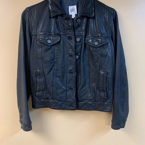 GAP - Black Faux Leather Jacket - Like New